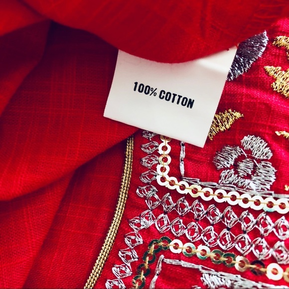Aurelia red sleeveless embroidered Top from India size Medium - Picture 7 of 8